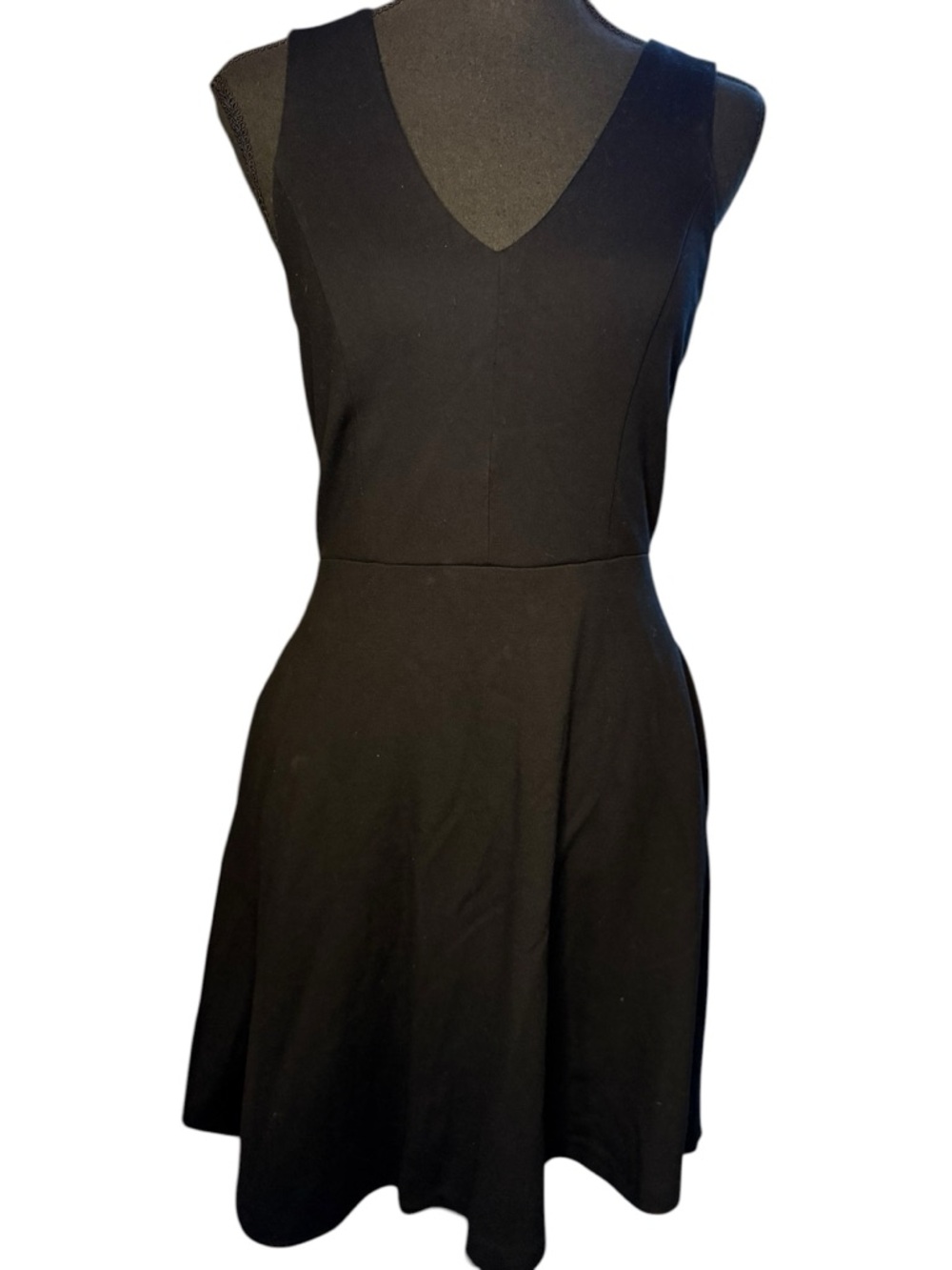 LOFT Black Sleeveless V-Neck A-Line Mini Dress